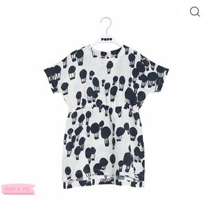 Black and off White All printed balloons linen dress by Papu Stories